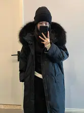 ブラックロングコート【冬用・厚手・ゆったりフィット・大きなフード付き】