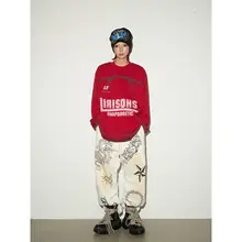 ストリートスタイルのグラフィックプリントスウェットパンツ【ウエスト調節可能・フィット・カジュアル】