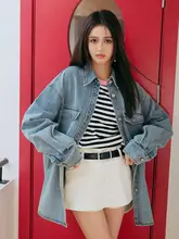 春用ウォッシュドレトロブルーシャツカラーゆったりデニムカジュアルジャケット（セットアップ対応）
