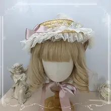 オリジナル手作り フランス風エレガント麦わら帽子【ロリータスタイル・アウトドア用・日除け】
