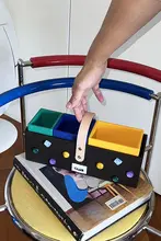 3WAYデスク収納バスケット【仕切り付き・持ち手付き・文房具用・高級レザー】