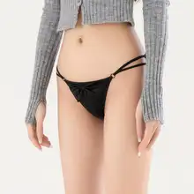 セクシーなサテンリボン付きTバックパンツ【透け感・三角型・極上の柔らかさ】（セットアップ対応）