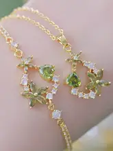 爽やかなデザイ  ン！オリーブグリーンジルコンのイヤリング＆ネックレス＆ブレスレット【春夏用・三点式ジュエリー】（セットアップ対応）