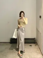 77store ハイウエストサイドスリットフレアスカート【夏用・中丈・体型カバー】