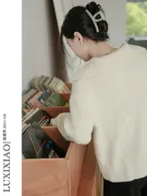 LUXIXIAO レディースニットセーター【秋冬用・ゆったり・落ち感・襟付き・厚手】