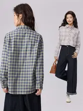 アメリカンスタイルのコットンフランネルチェックシャツ【長袖・ルーズフィット】