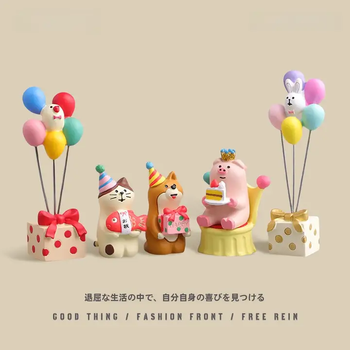 お祝い 置物 インテリア かわいい 豚 ハッピーバースデー デコレーション プレゼント 友人