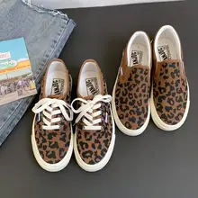 レトロなデザインのヒョウ柄キャンバスシューズ【ストリートチック・韓国風・汎用性抜群】