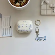 シンプルな韓国デザインのダックスフンド柄AirPods用保護ケース【対応機種：AirPods・AirPods Pro】