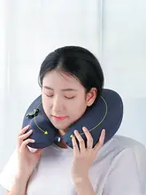 圧縮式インフレータブルU型枕【旅行用・飛行機や電車対応・携帯便利】