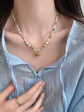 カラフルビーズネックレス【女性用・高級感・控えめデザイン・ロックトークルタイプ】