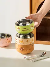 可愛い子供用316ステンレスボウル【食事用・スプーン付き】