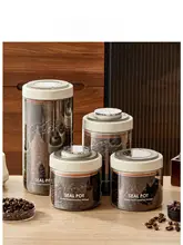 保存容器 プッシュ式 密閉 コーヒー豆ストッカー 高ホウケイ酸ガラス ホワイト シンプル キッチン 「Tlife Preface」