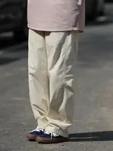 春夏用 薄手ストレートカジュアルパンツ【デザイン感あるプリーツ＆コットン素材】（セットアップ対応）