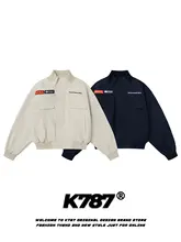 アメリカンレトロ刺繍立ち襟フライトジャケット【ユニセックス・フィット・ショート丈】