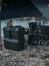 アウトドア用収納ボックス【ブラック・車のトランク整理・厚手・座れるプラスチック製】