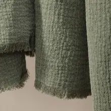 ソファブランケット ひざ掛け ベッドスロー コットンリネン フリンジ シンプル 侘び寂び インテリア