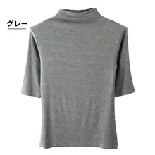 半袖ハイネックリブモダールTシャツ【無地・春用・女性用】