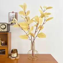 フェイク植物 カラフルユーカリの葉 ダイニングテーブル リビング ガラス花瓶 デコレーションオブジェ