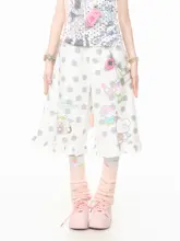 ドット柄のフリル付きワイドパンツ【フィット・七分丈・夏用】（セットアップ対応）