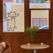 可愛い猫のインタラクティブガラスドア衝突防止ステッカー【ペットショップ・猫カフェ用・ウォールデコ】
