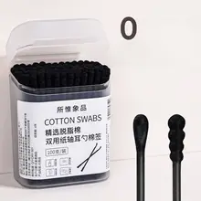 子供用 黒色コットン耳かき【両頭タイプ・使い捨て】