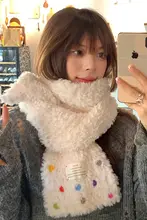 極上の柔らかさ カラフルボタン付きフリースマフラー【秋冬用・学生向け・保温性】