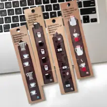 コーヒーラバー しおり 布製 刺繍 おしゃれ ヴィンテージ マキネッタ 先生へのギフト 恩師へのプレゼント「toconuts」