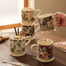 フランス風 陶器製 マグカップ【オフィス用・コーヒーカップ・女性向けデザイン】