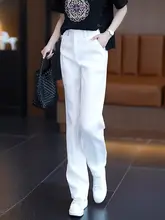 高腰デザインのリネン混ワイドレッグデニムパンツ【夏用・軽量・防UV】