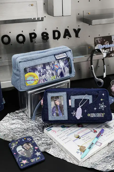 ペンケース デニム 推し活 大容量 キッズ 男の子 女の子 おしゃれ インスタ映え 個性派 通学用 「OOPSDAY」