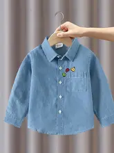男の子用 ソフトデニムシャツ【コットン100%・長袖・カジュアル・襟付き】