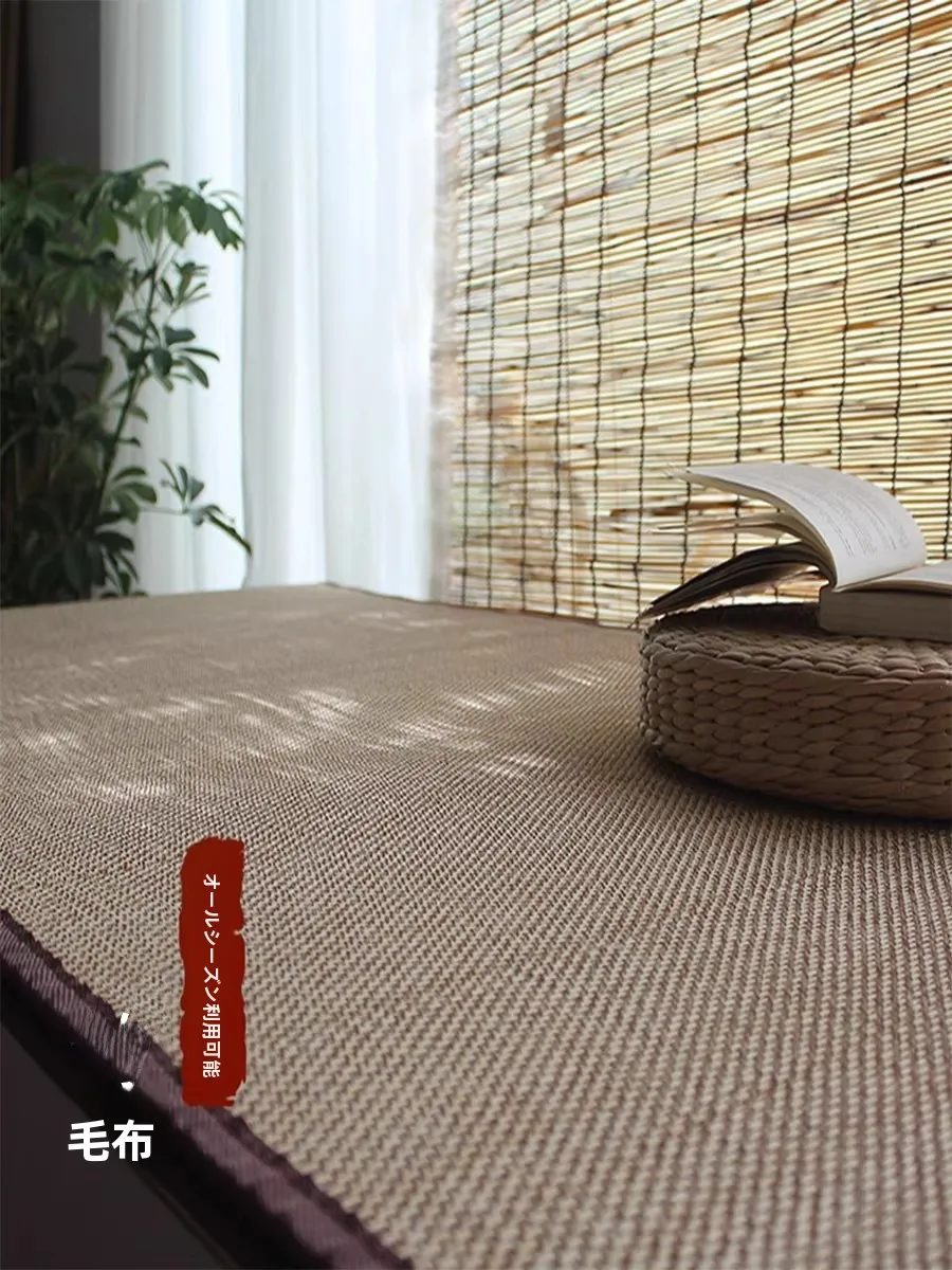 竹編みの涼しいマット：和室6畳のデザインに最適なテラス・出窓用フロアマット