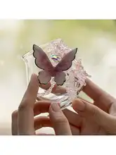 創造的な蝶の装飾付き耐熱ガラス公道杯【手作り・家庭用・ティーサーブ用】