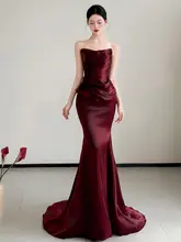 エレガントなフランス風ドレス【ストラップレス・フィッシュテール・特別な場面用・結婚式対応】