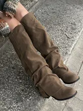 秋冬向けレトロデザインの高筒ブーツ【丸頭・ひだ入り・女性用】