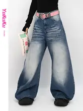 春季アメリカンスタイルのハンドメイドプリーツデニムパンツ【ウォッシュ加工・ワイドレッグ】