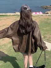 ブラウンレザーコート【春秋用・レトロバイカージャケット・女性用】