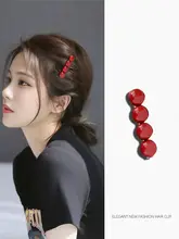 赤いヘアクリップ【韓国風・サイドバング用・バナナクリップ・ワンピンタイプ】
