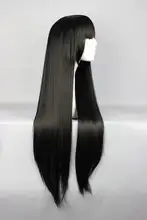 黒髪のストレートウィッグ【セミロング・フルフリンジ・耐熱性】