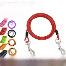 耐久性の高いダブルヘッド犬用リード【長め・防噛鋼ワイヤー】