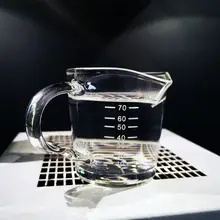 オンスカップ 計量カップ 2点セット ガラス 木製ハンドル 4単位表記 エスプレッソ