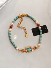 天然ブルーターコイズビーズパールブレスレット【軽やかなデザイン・女性用】