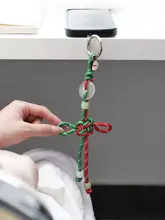 キーホルダー バッグチャーム 中国結び レザー バイカラー ハンドメイド 幸運 おしゃれ 「LM」