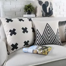 北欧モダン ブラックホワイトスタイル ソファ用クッションカバー【民宿装飾・車用・オフィス用】