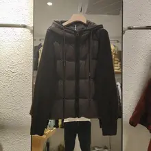 ニットデザインのダウンジャケット【軽量・フード付き・女性用・ショート丈・白鹅绒】