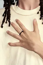 KREAM チタン鋼製 黒色 メンズリング【シンプルデザイン・個性的】
