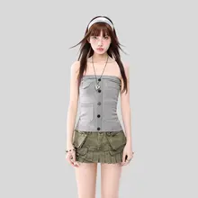 夏用セクシーケーブルニットビスチェ【フィット感・ノースリーブ・ショート丈】