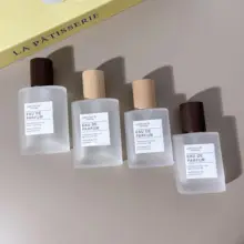 高級ガラス製 50ml 香水瓶【木製キャップ・圧力スプレータイプ・30mlミニボトル付き・携帯便利】
