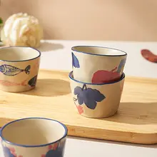 レトロスタイルのティーカップセット【4個入り・陶器製・功夫茶具】